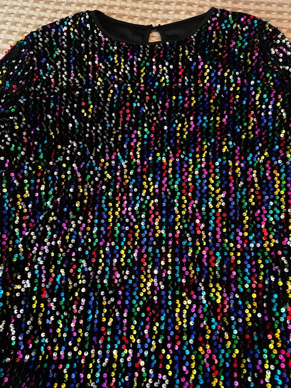 SHEIN Sequin Top Black with Multi Color Sequins Size XL NWOT - Picture 2 of 5